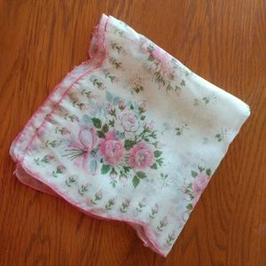 Women's vintage handkerchief sheer Floral roses